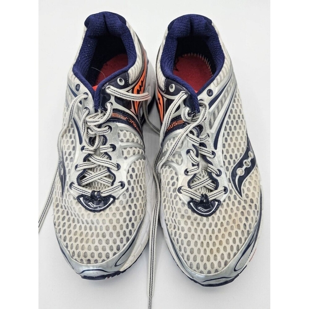 Saucony Y2K Style Tech Runn, White, Navy & Orange Women’s Athletic Running Shoes